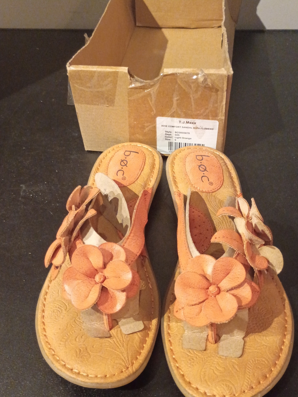 boc Women’s Floral Toe-Post Sandals in Tan and Light Orange
